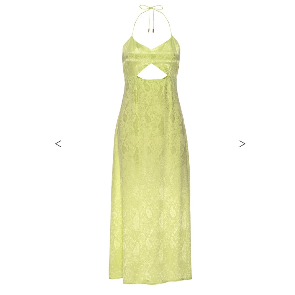 AFRM Radish Dress in Lime Green Snake Jacquard